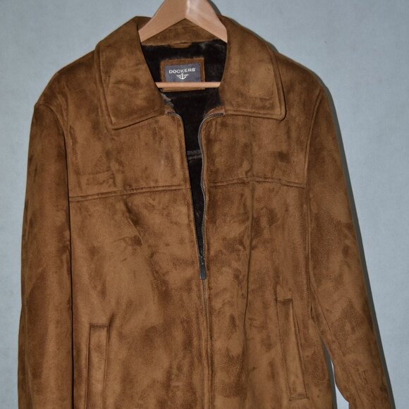 ( MEN )DOCKER BROWN SUEDE ZIP FRONT JACKET SIZE XL